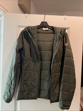 Fjallraven Olive Green Quilted Hooded Puffer Jacket
